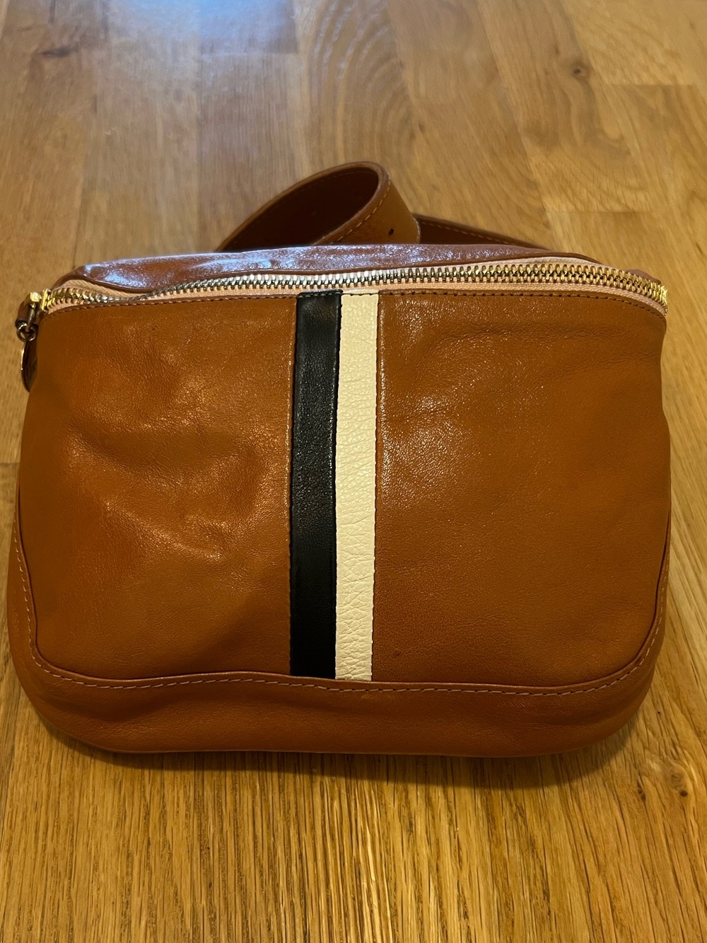 Clare V Leather Belt Bag in Brown Stripe - Picture 4 of 7